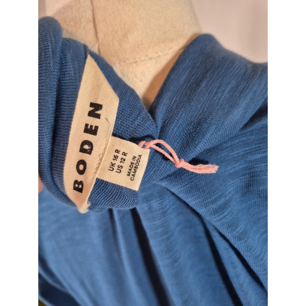 Boden Aria Collared Blue Cotton Midi Dress US 12 - Picture 11 of 11
